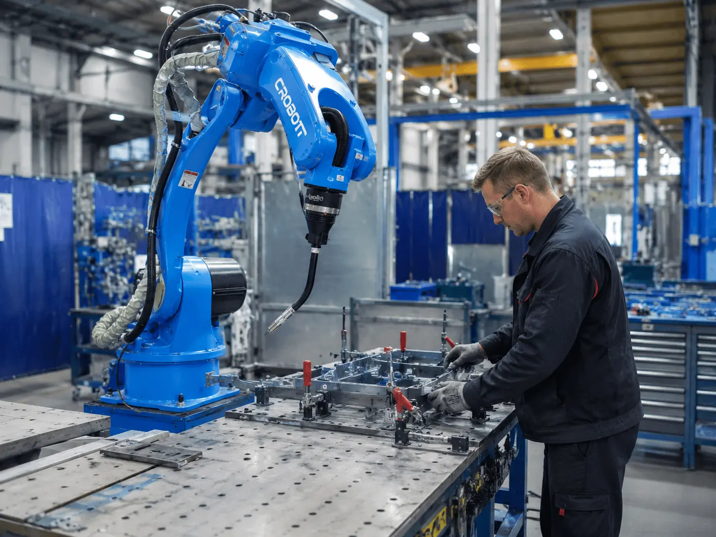Cobot di saldatura MacWelding installato su banco da lavoro